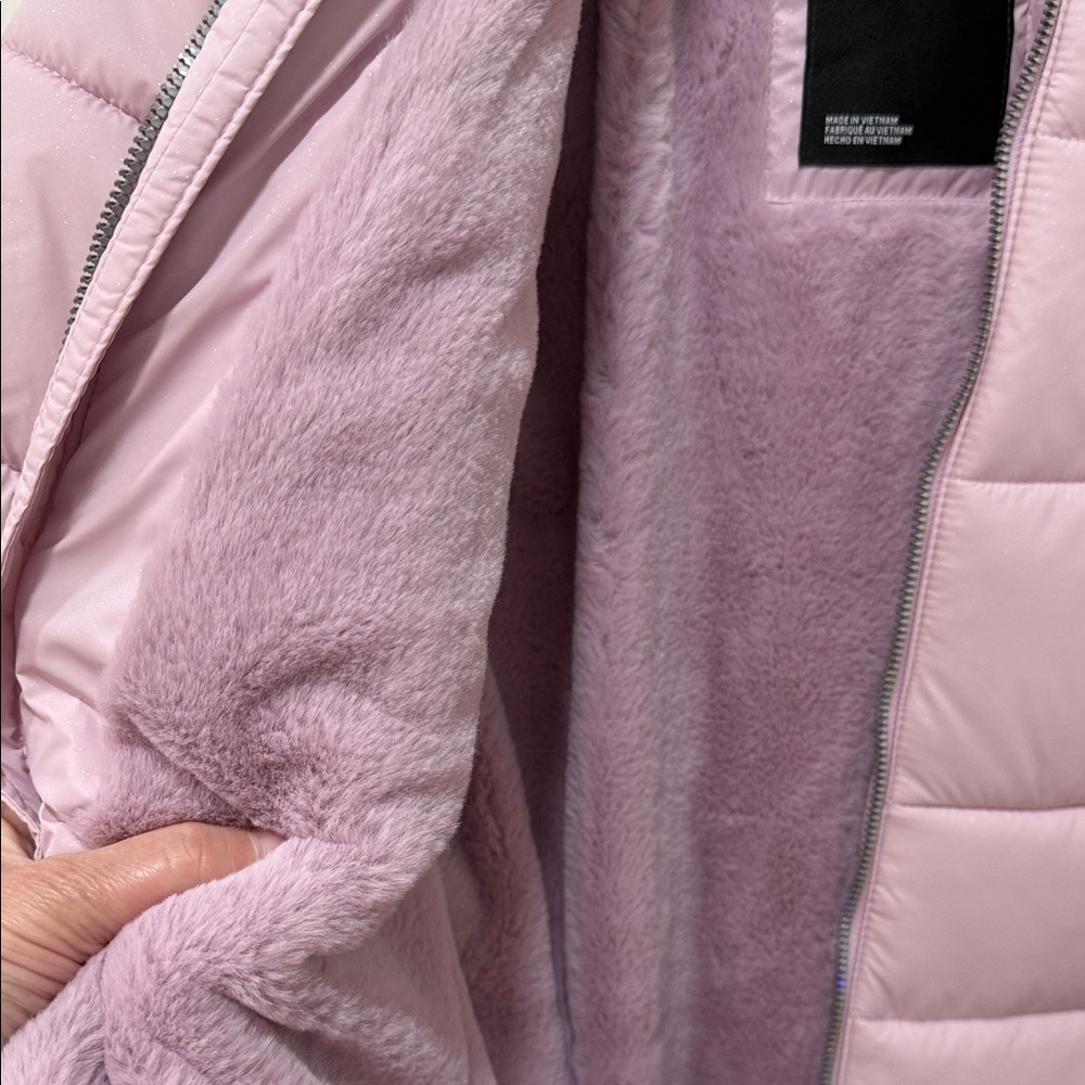 NWT Under Armour Light Pink/Lilac Kids Hooded Puffer Jacket - Picture 4 of 16